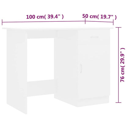 801080 vidaXL Desk White 100x50x76 cm Engineered Wood