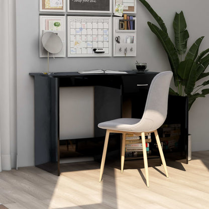 Desk High Gloss Black 100x50x76 cm Engineered Wood