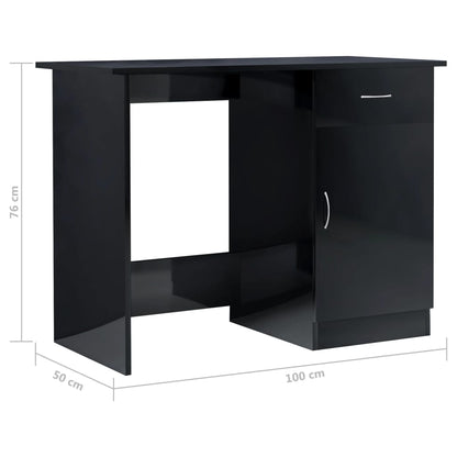 Desk High Gloss Black 100x50x76 cm Engineered Wood