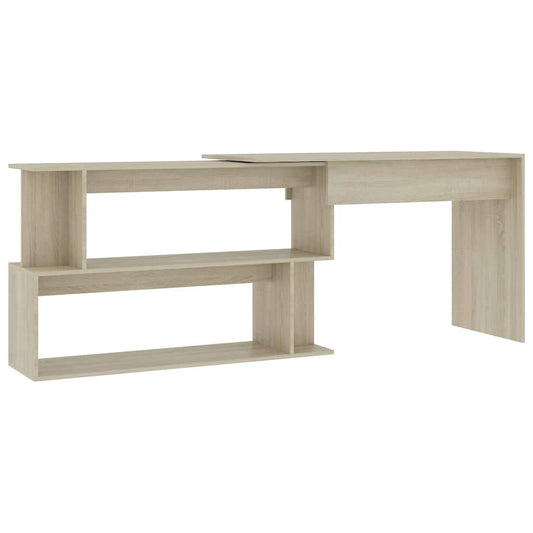 801101 vidaXL Corner Desk Sonoma Oak 200x50x76 cm Engineered Wood