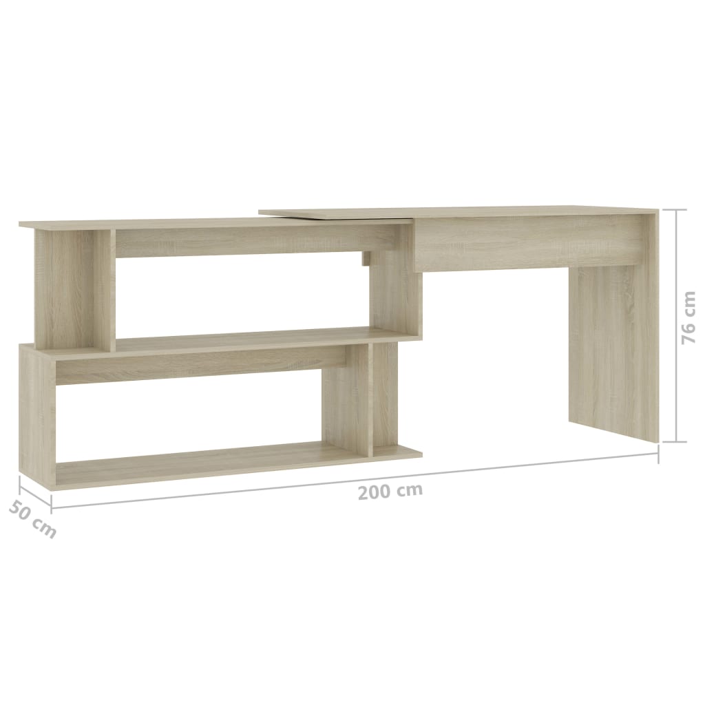 Corner Desk Sonoma Oak 200x50x76 cm Engineered Wood