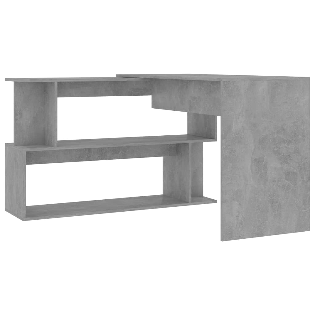 Corner Desk Concrete Grey 200x50x76 cm Engineered Wood