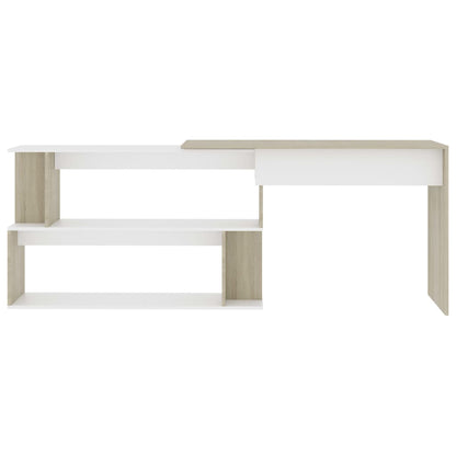 Corner Desk White and Sonoma Oak 200x50x76 cm Engineered Wood