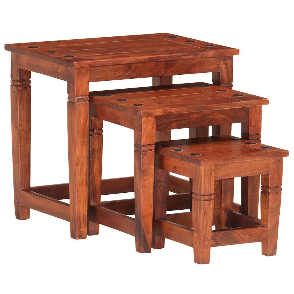 286263 vidaXL Nesting Tables 3 pcs Solid Acacia Wood