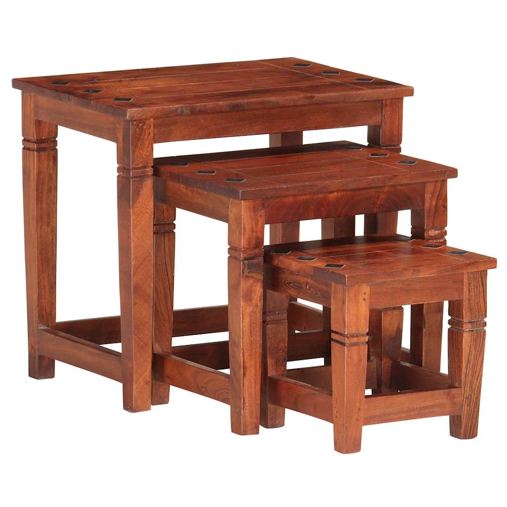 286263 vidaXL Nesting Tables 3 pcs Solid Acacia Wood
