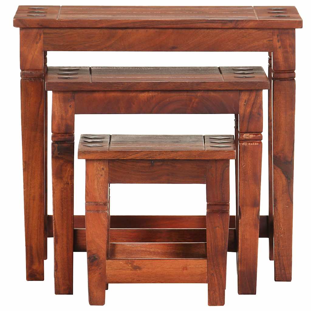 286263 vidaXL Nesting Tables 3 pcs Solid Acacia Wood