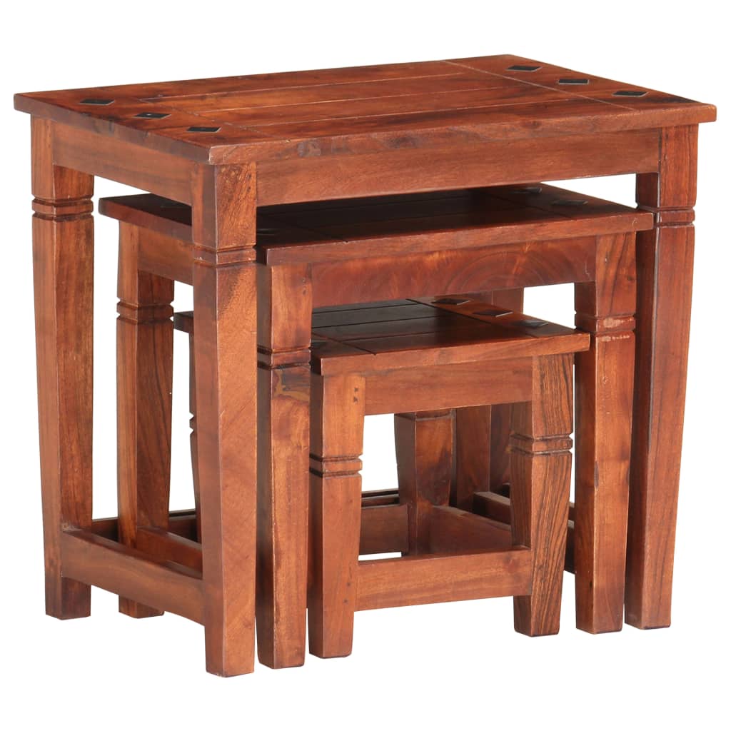 286263 vidaXL Nesting Tables 3 pcs Solid Acacia Wood
