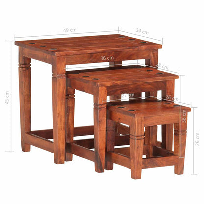 286263 vidaXL Nesting Tables 3 pcs Solid Acacia Wood