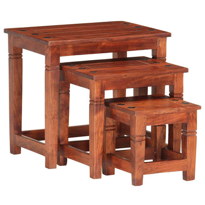 286263 vidaXL Nesting Tables 3 pcs Solid Acacia Wood