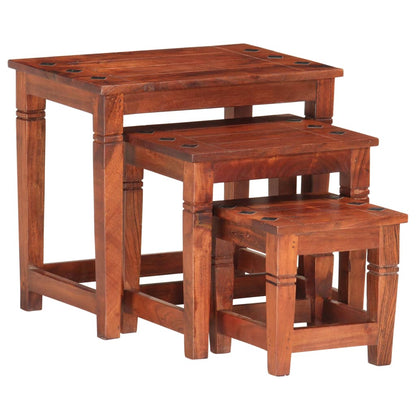 286263 vidaXL Nesting Tables 3 pcs Solid Acacia Wood