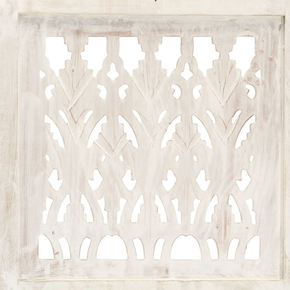 Hand carved 3-Panel Room Divider White 120x165 cm Solid Mango Wood