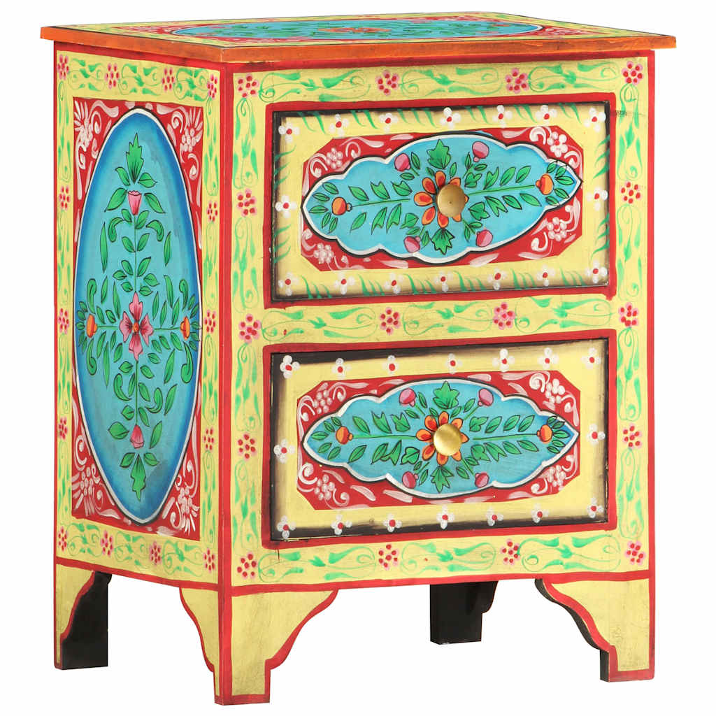 286158 vidaXL Hand Painted Bedside Cabinet 40x30x50 cm Solid Mango Wood