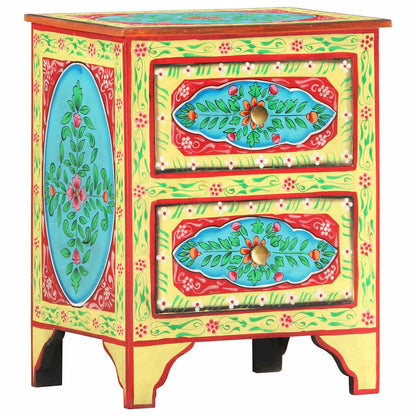 286158 vidaXL Hand Painted Bedside Cabinet 40x30x50 cm Solid Mango Wood