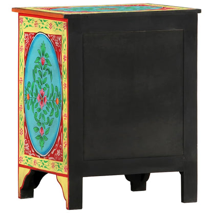 286158 vidaXL Hand Painted Bedside Cabinet 40x30x50 cm Solid Mango Wood