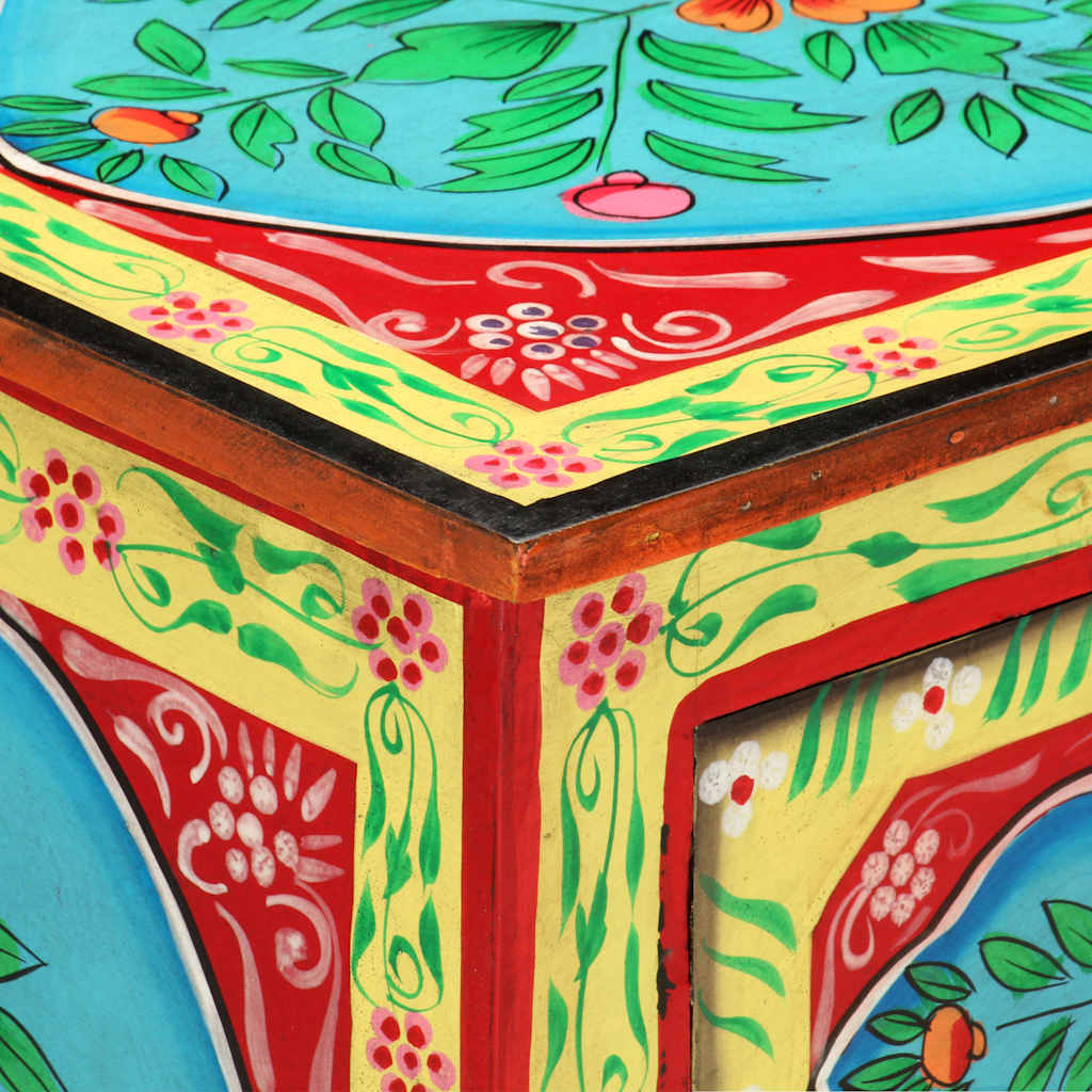 286158 vidaXL Hand Painted Bedside Cabinet 40x30x50 cm Solid Mango Wood