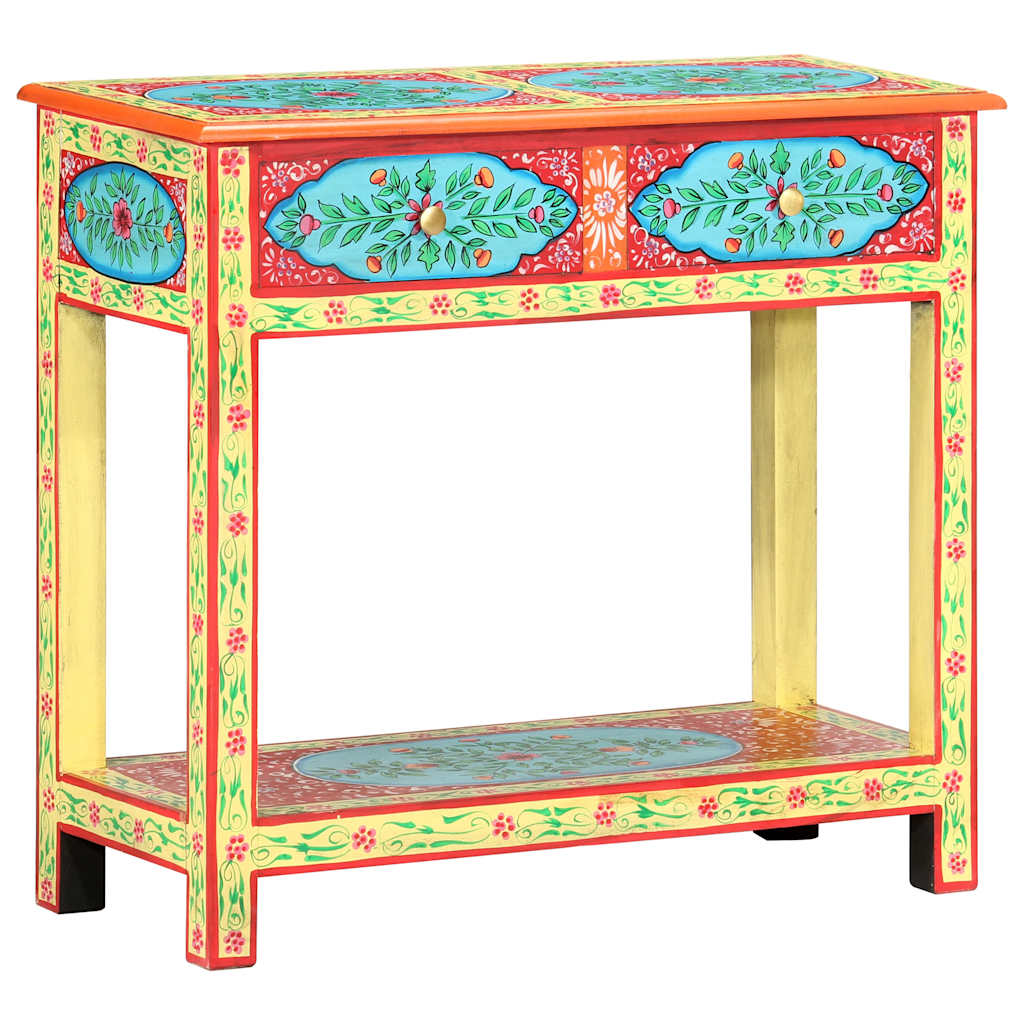 286159 vidaXL Hand Painted Console Table 80x35x75 cm Solid Mango Wood