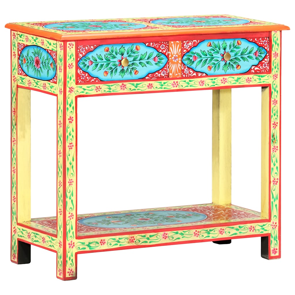 286159 vidaXL Hand Painted Console Table 80x35x75 cm Solid Mango Wood