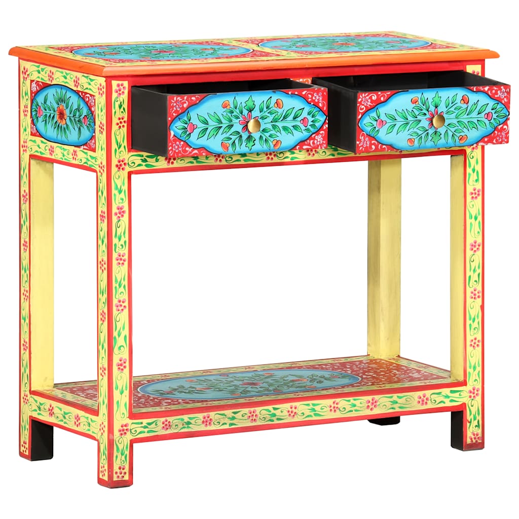 286159 vidaXL Hand Painted Console Table 80x35x75 cm Solid Mango Wood