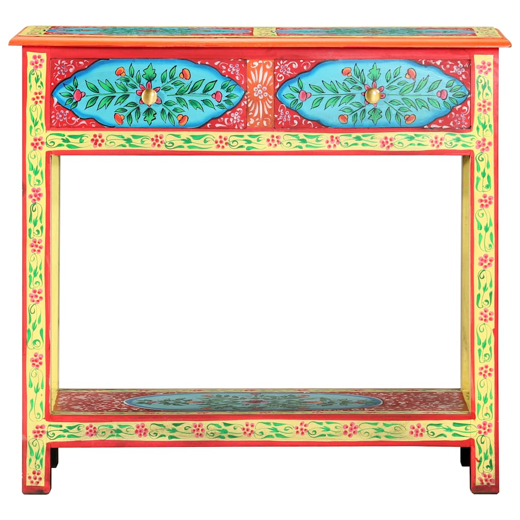 286159 vidaXL Hand Painted Console Table 80x35x75 cm Solid Mango Wood