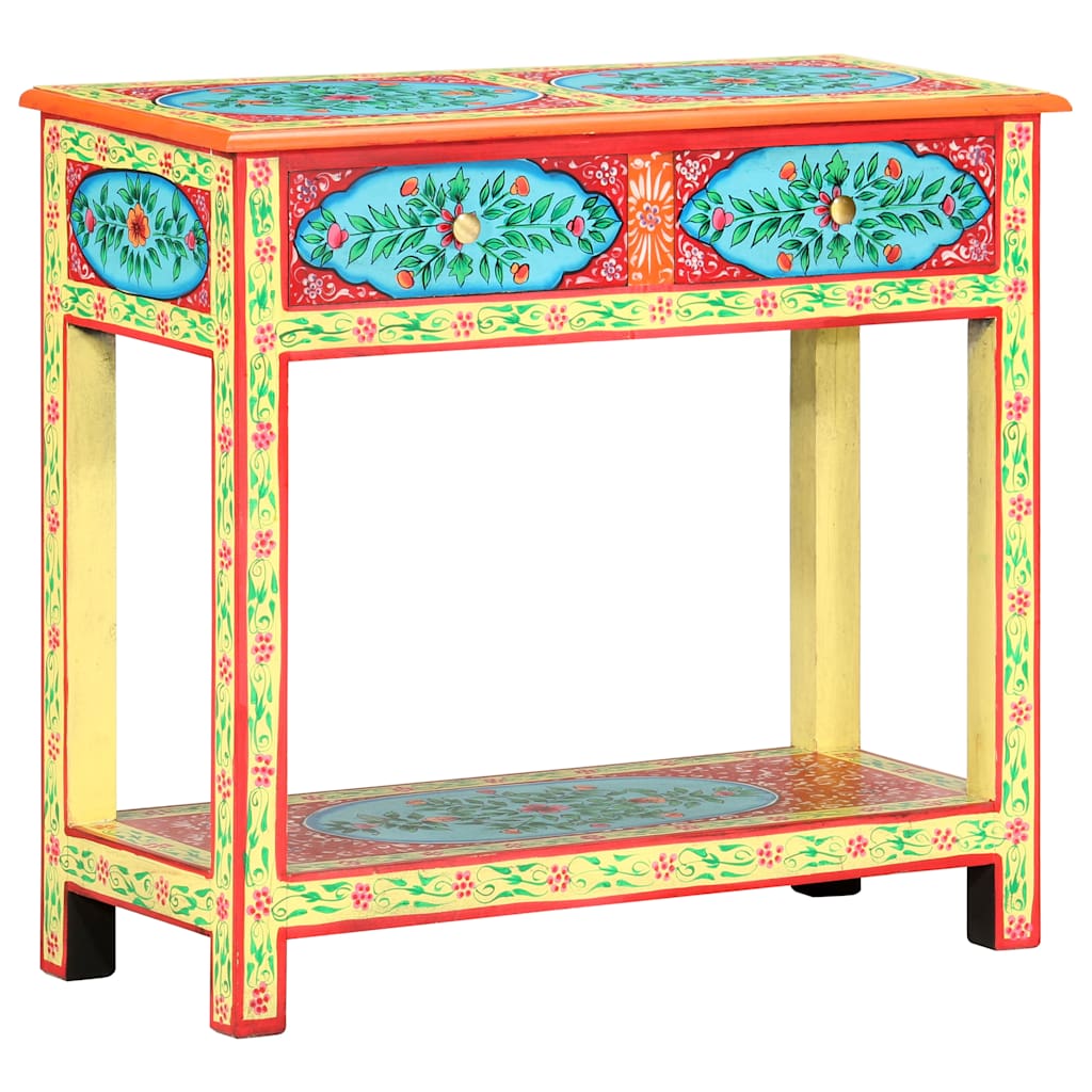 286159 vidaXL Hand Painted Console Table 80x35x75 cm Solid Mango Wood