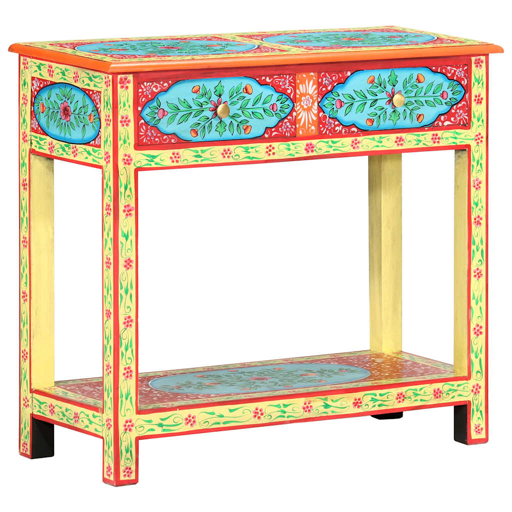 286159 vidaXL Hand Painted Console Table 80x35x75 cm Solid Mango Wood