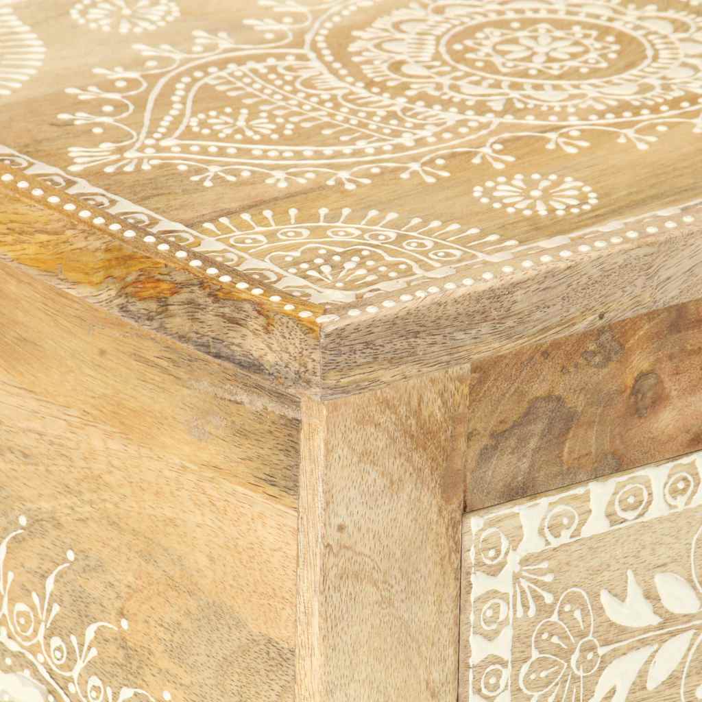 286161 vidaXL Hand Painted Bedside Cabinet 40x30x60 cm Solid Mango Wood