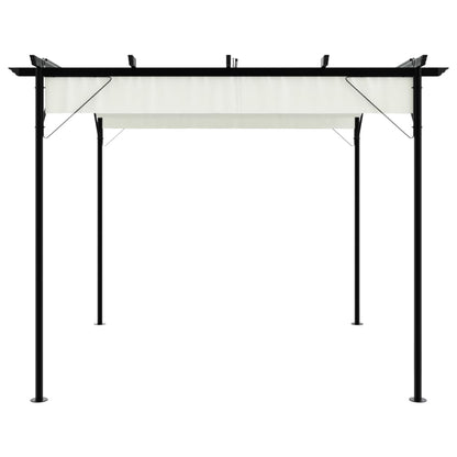 Pergola with Retractable Roof Cream White 3x3 m Steel