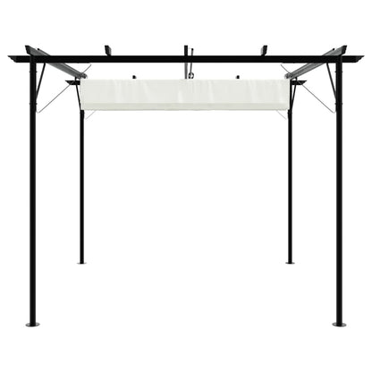 Pergola with Retractable Roof Cream White 3x3 m Steel