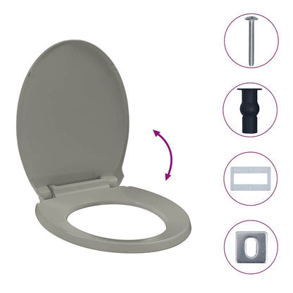 Soft-Close Toilet Seat Quick Release Grey Oval