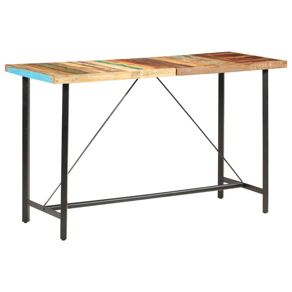 Bar Table | Brown and Black | Solid Reclaimed Wood, Powder Coated Steel