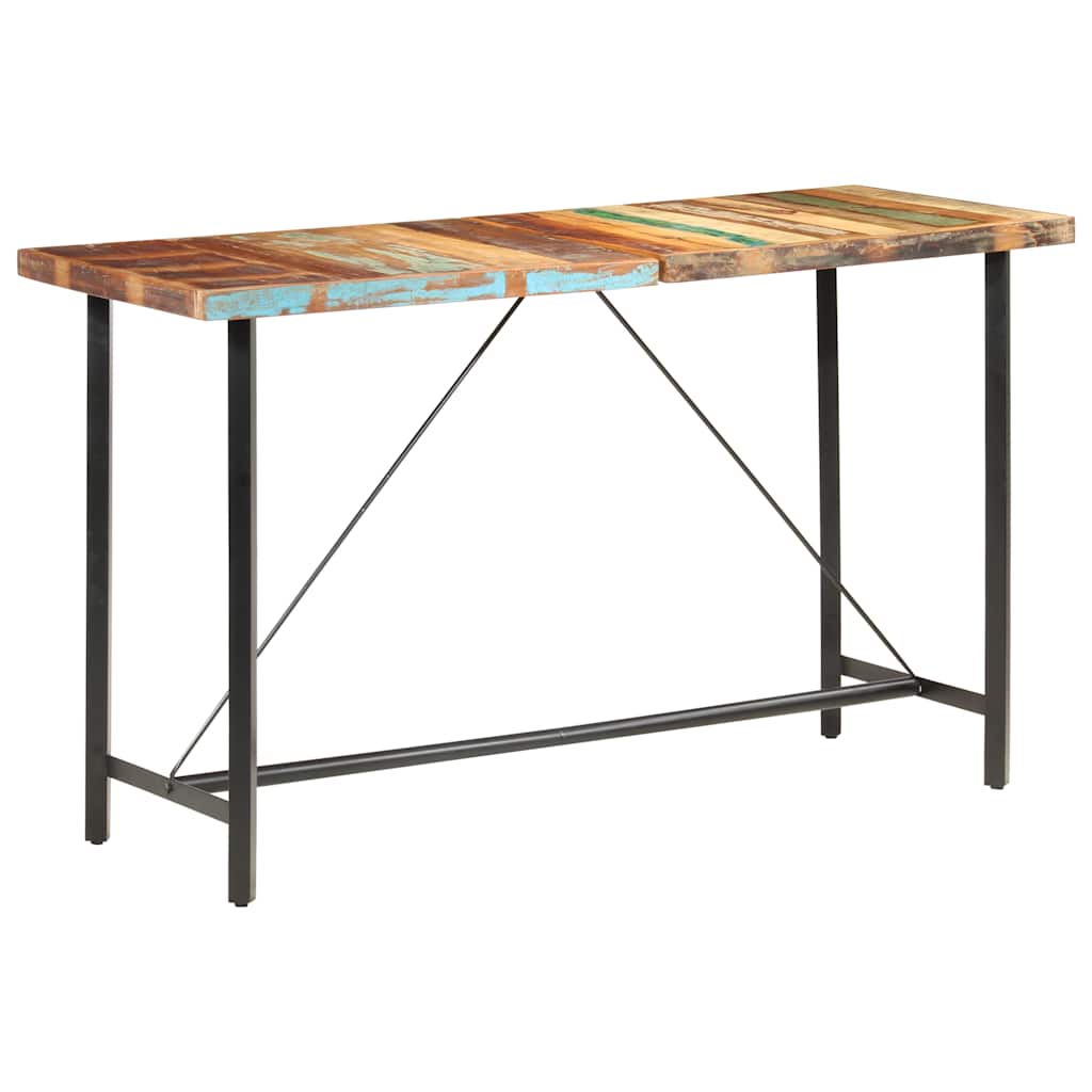 Bar Table | Brown and Black | Solid Reclaimed Wood, Powder Coated Steel