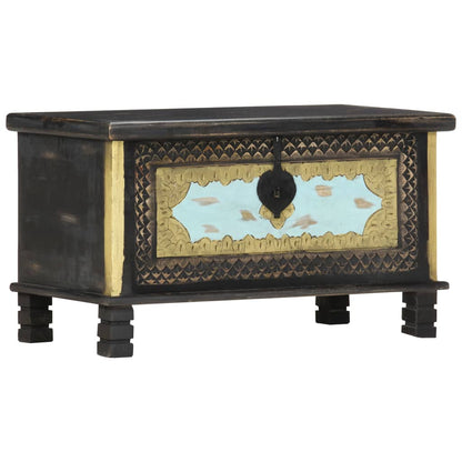 Storage Chest | Black, Gold, Blue | Solid Mango Wood, Metal