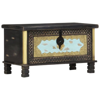 Storage Chest | Black, Gold, Blue | Solid Mango Wood, Metal
