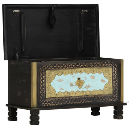 Storage Chest | Black, Gold, Blue | Solid Mango Wood, Metal