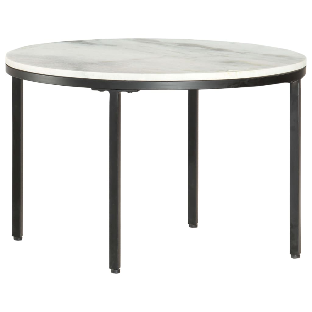 Coffee Table White and Black Ø65 cm Real Solid Marble