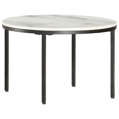 Coffee Table White and Black Ø65 cm Real Solid Marble