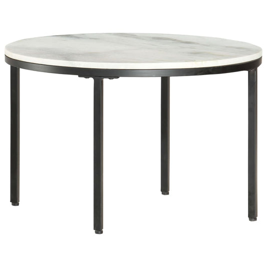 Coffee Table White and Black Ø65 cm Real Solid Marble