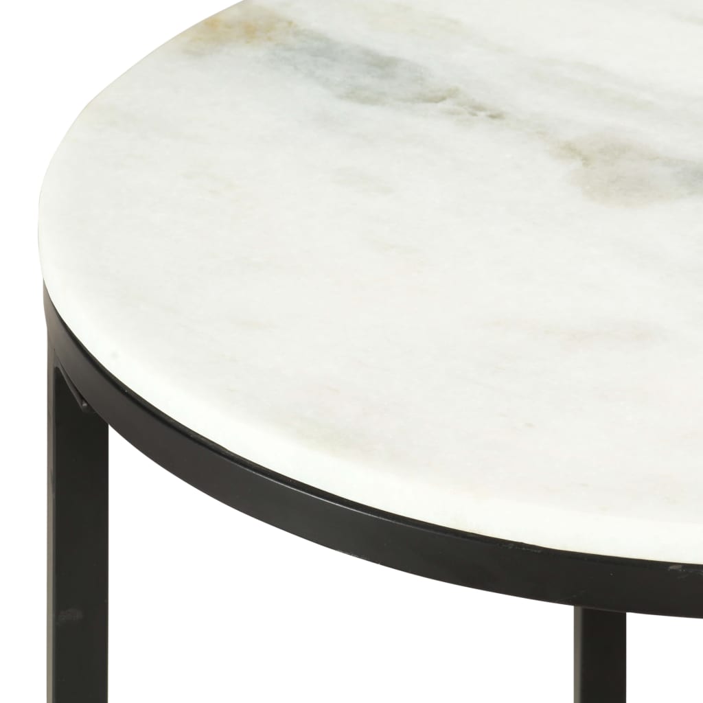 Coffee Table White and Black Ø65 cm Real Solid Marble