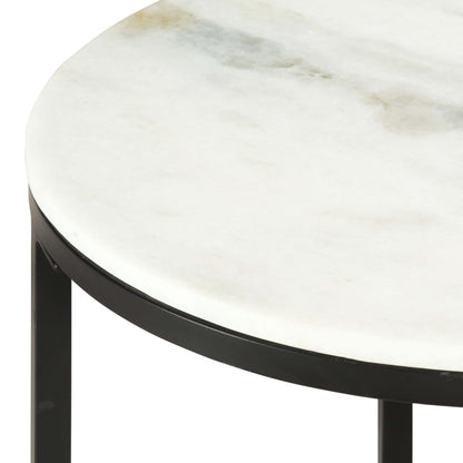 Coffee Table White and Black Ø65 cm Real Solid Marble