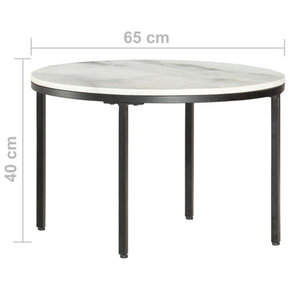 Coffee Table White and Black Ø65 cm Real Solid Marble