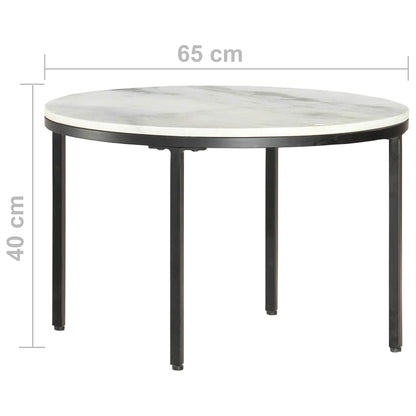 286410 vidaXL Coffee Table White and Black Ø65 cm Real Solid Marble