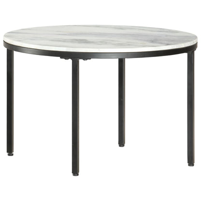 Coffee Table White and Black Ø65 cm Real Solid Marble