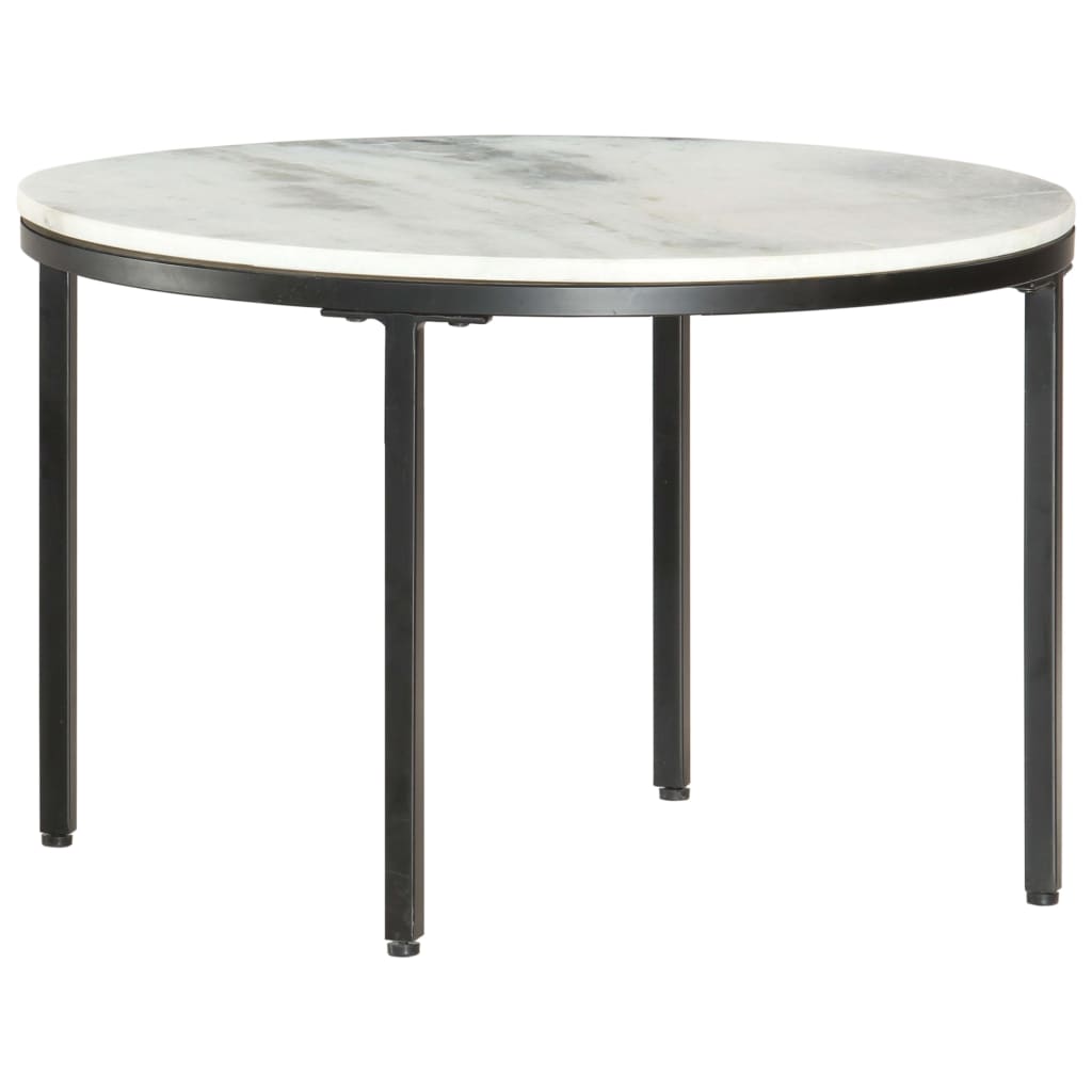 Coffee Table White and Black Ø65 cm Real Solid Marble