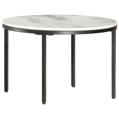 Coffee Table White and Black Ø65 cm Real Solid Marble