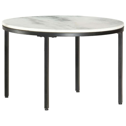 286410 vidaXL Coffee Table White and Black Ø65 cm Real Solid Marble