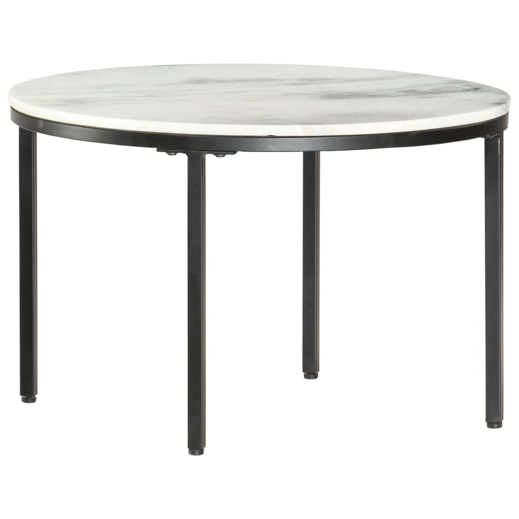 Coffee Table White and Black Ø65 cm Real Solid Marble