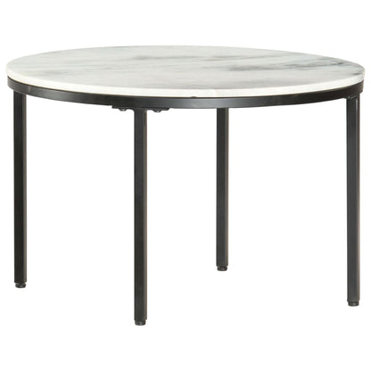 Coffee Table White and Black Ø65 cm Real Solid Marble