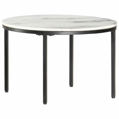 286410 vidaXL Coffee Table White and Black Ø65 cm Real Solid Marble