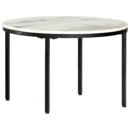 Coffee Table White and Black Ø65 cm Real Solid Marble