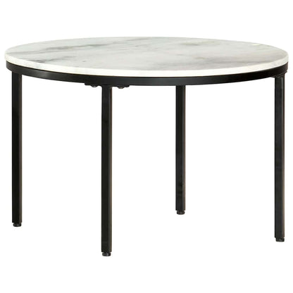 286410 vidaXL Coffee Table White and Black Ø65 cm Real Solid Marble